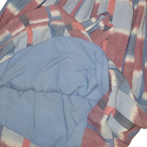 Anthropologie Deep-V Midi Cut Out Strappy Dress Blue Red Watercolor S - Picture 8 of 14